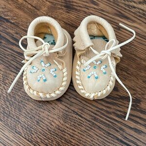 Taos newborn leather moccasins beaded